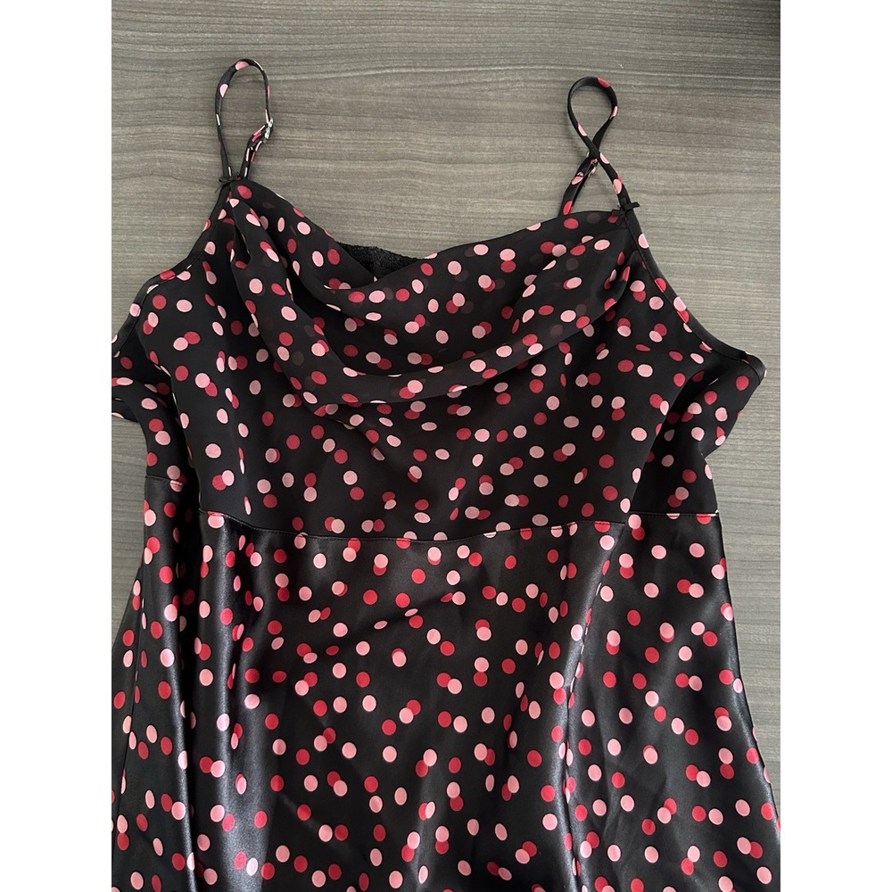 Vintage Y2K Cowl Neck L Sheer Black Pink 90s Y2K Polka Dot Whimsical Fairy Dress - Picture 5 of 7